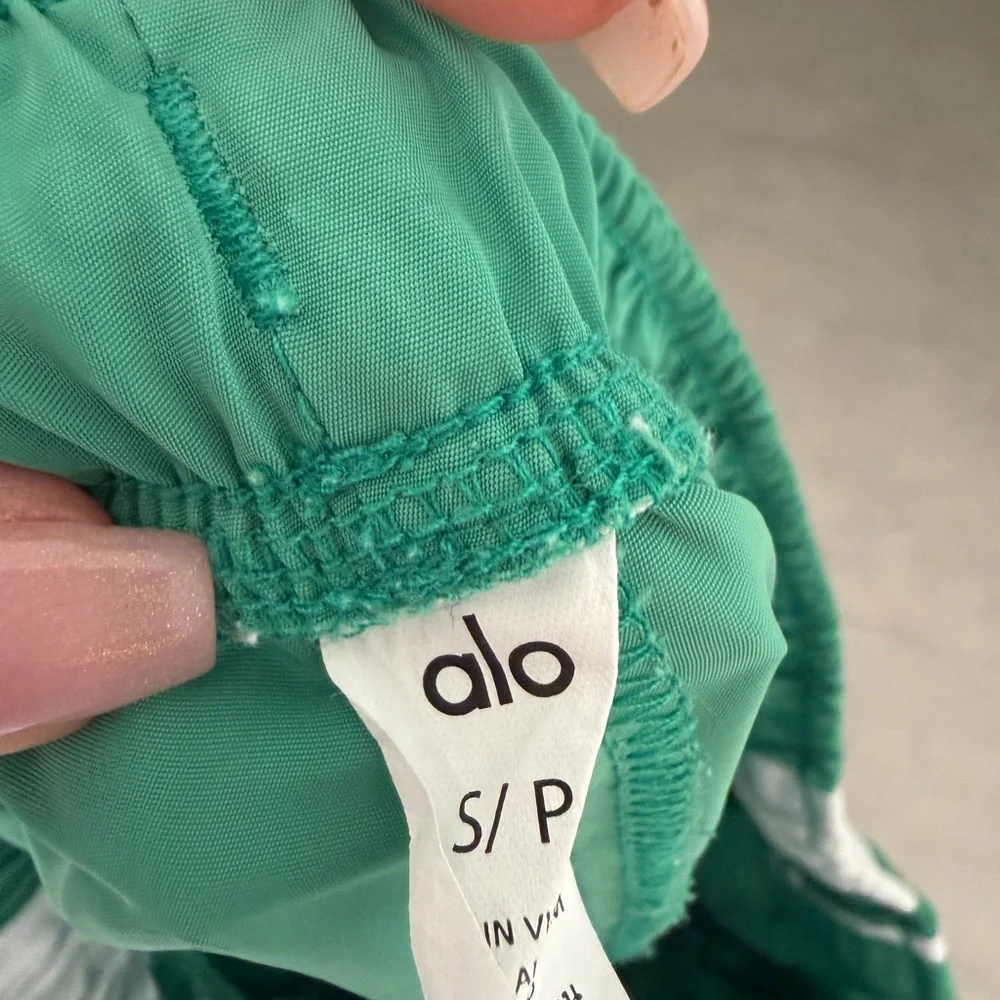 ALO Yoga  Green Joggers with White Stripes